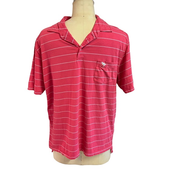B Draddy coral striped polo shirt